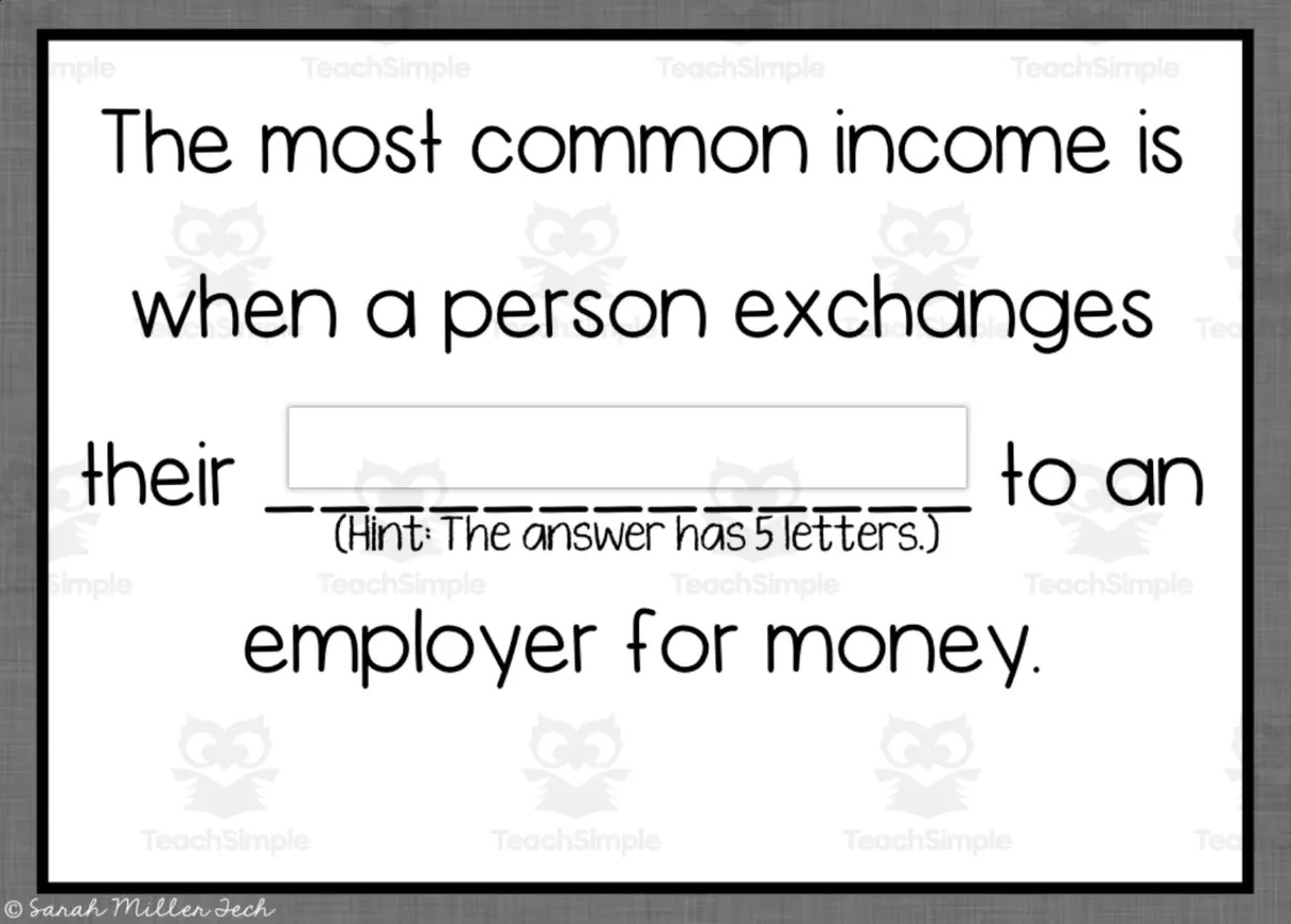 An educational teaching resource from Sarah Miller Tech entitled Personal Money Management Boom Cards downloadable at Teach Simple.