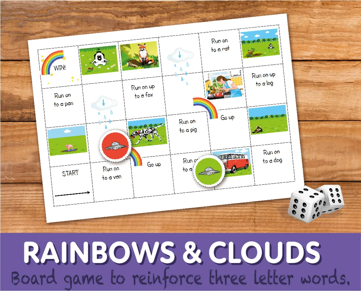 An educational teaching resource from Guinea Pig Education entitled ‘Rainbows And Clouds’ Snakes And Ladders (4-7 years) downloadable at Teach Simple.