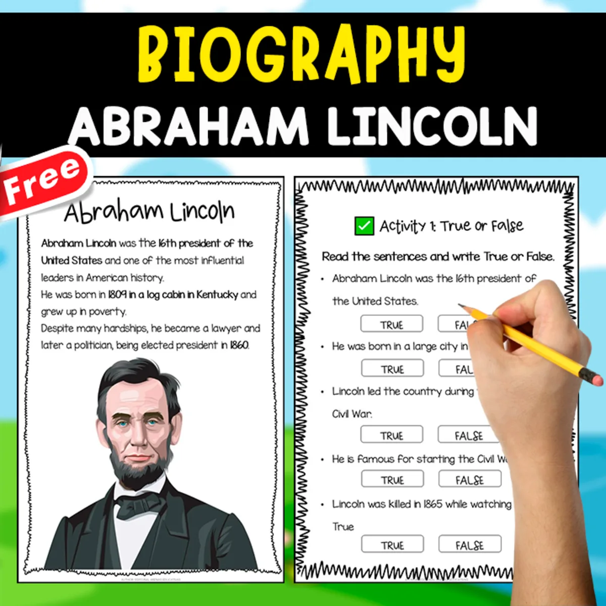 An educational teaching resource from EDITORIAL LAURA EDUCA entitled READING AND COMPREHENSION | ABRAHAM LINCOLN downloadable at Teach Simple.