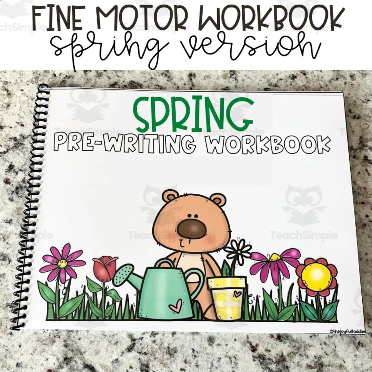 An educational teaching resource from JoyfulToddler entitled Spring Pre-Writing Fine Motor Workbook for Toddlers, Pre-K, Special Education downloadable at Teach Simple.