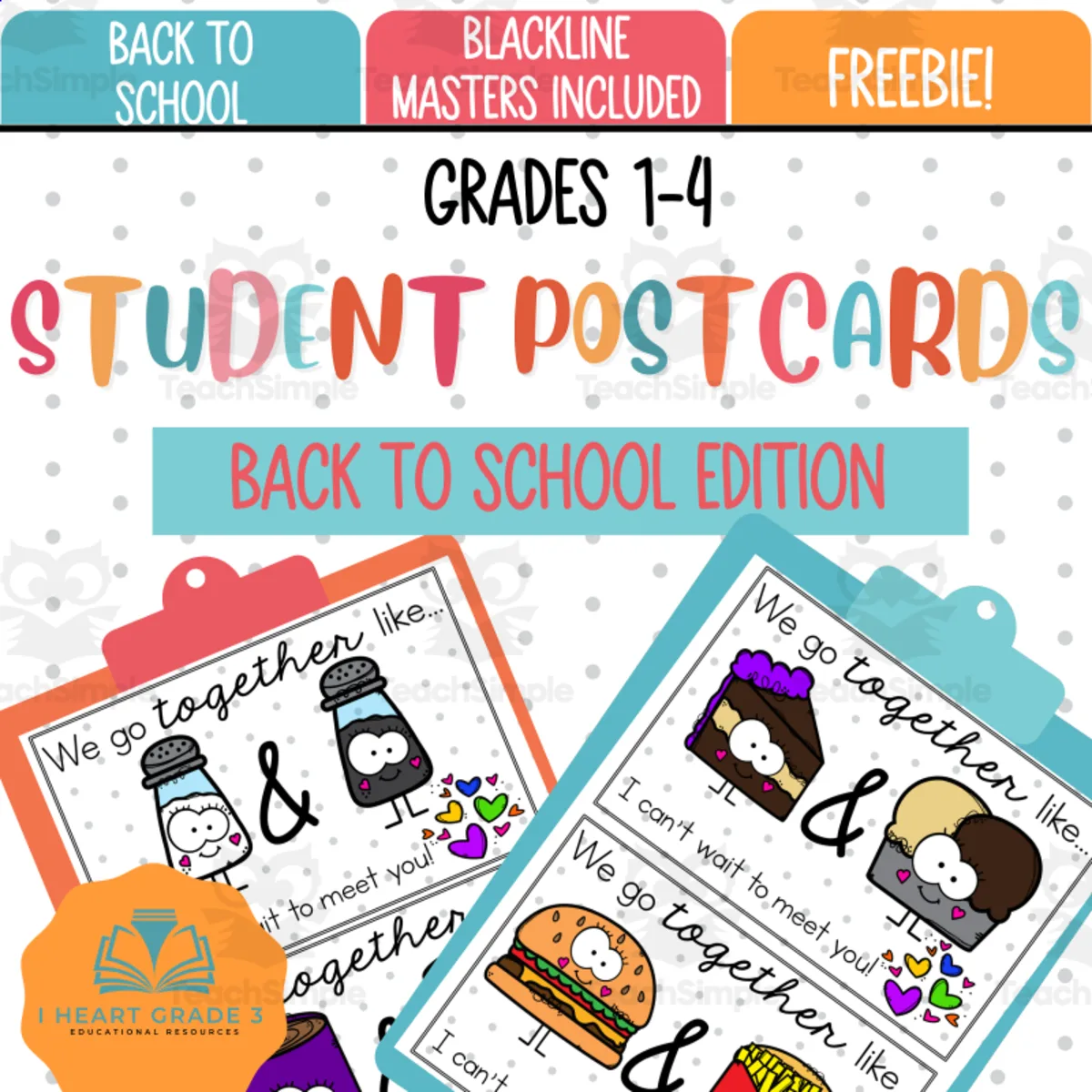 An educational teaching resource from I Heart Grade 3 entitled Student Postcards - Back to School Edition downloadable at Teach Simple.
