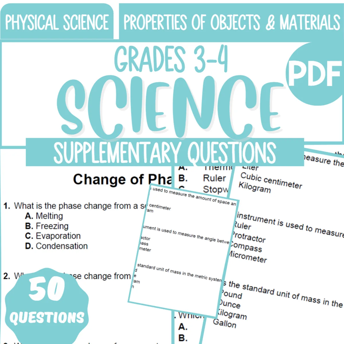 An educational teaching resource from Cored Education entitled Supplementary Materials for Properties of Objects and Materials (PDF) downloadable at Teach Simple.