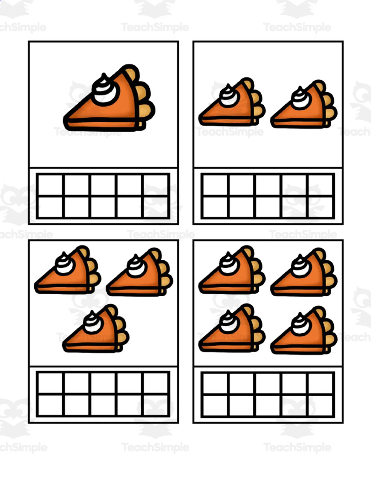 An educational teaching resource from JoyfulToddler entitled Thanksgiving Math Activities downloadable at Teach Simple.