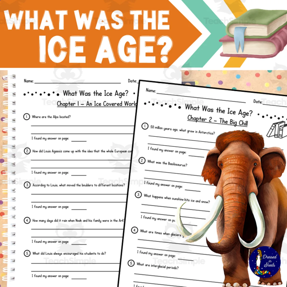 An educational teaching resource from Soumara Siddiqui entitled What Was the Ice Age by Nico Medina Questions downloadable at Teach Simple.