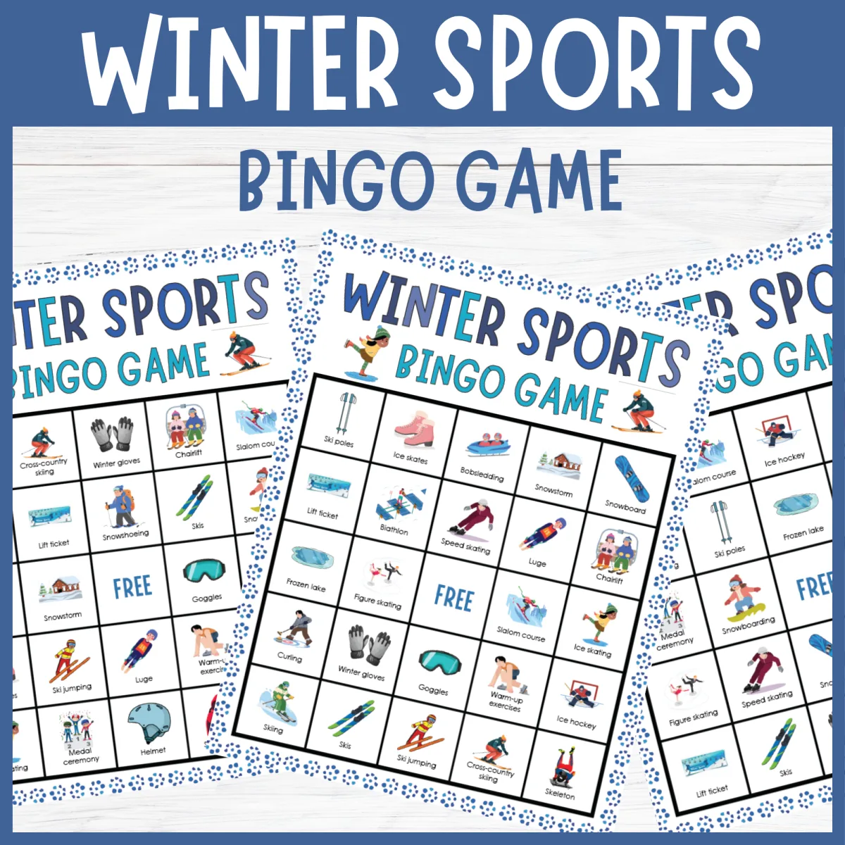 An educational teaching resource from Perfect_Printables entitled Winter Sports Bingo Game Outdoor Cold Weather Seasonal Activities downloadable at Teach Simple.