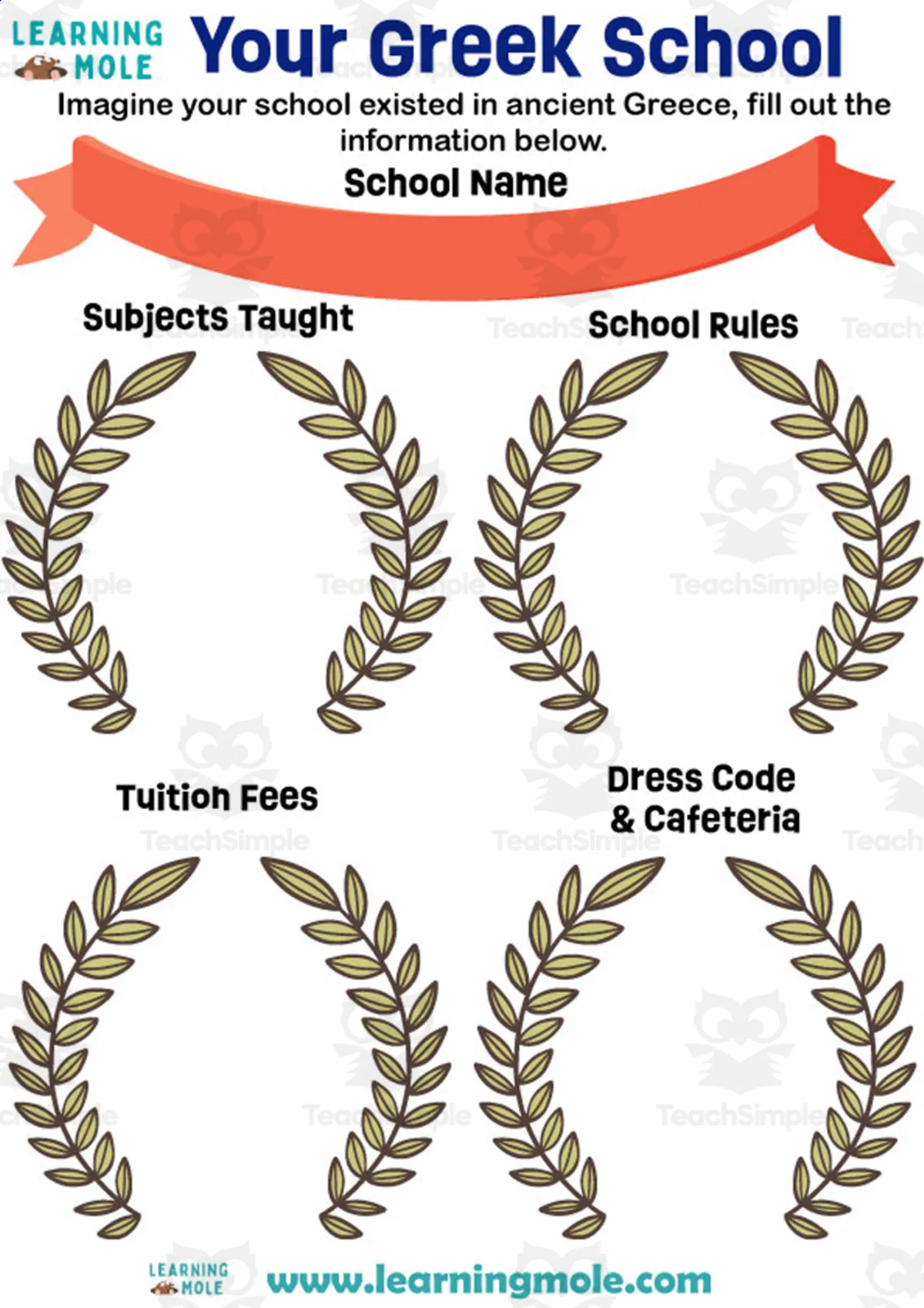 An educational teaching resource from Educational Voice entitled Your Greek School Activity downloadable at Teach Simple.