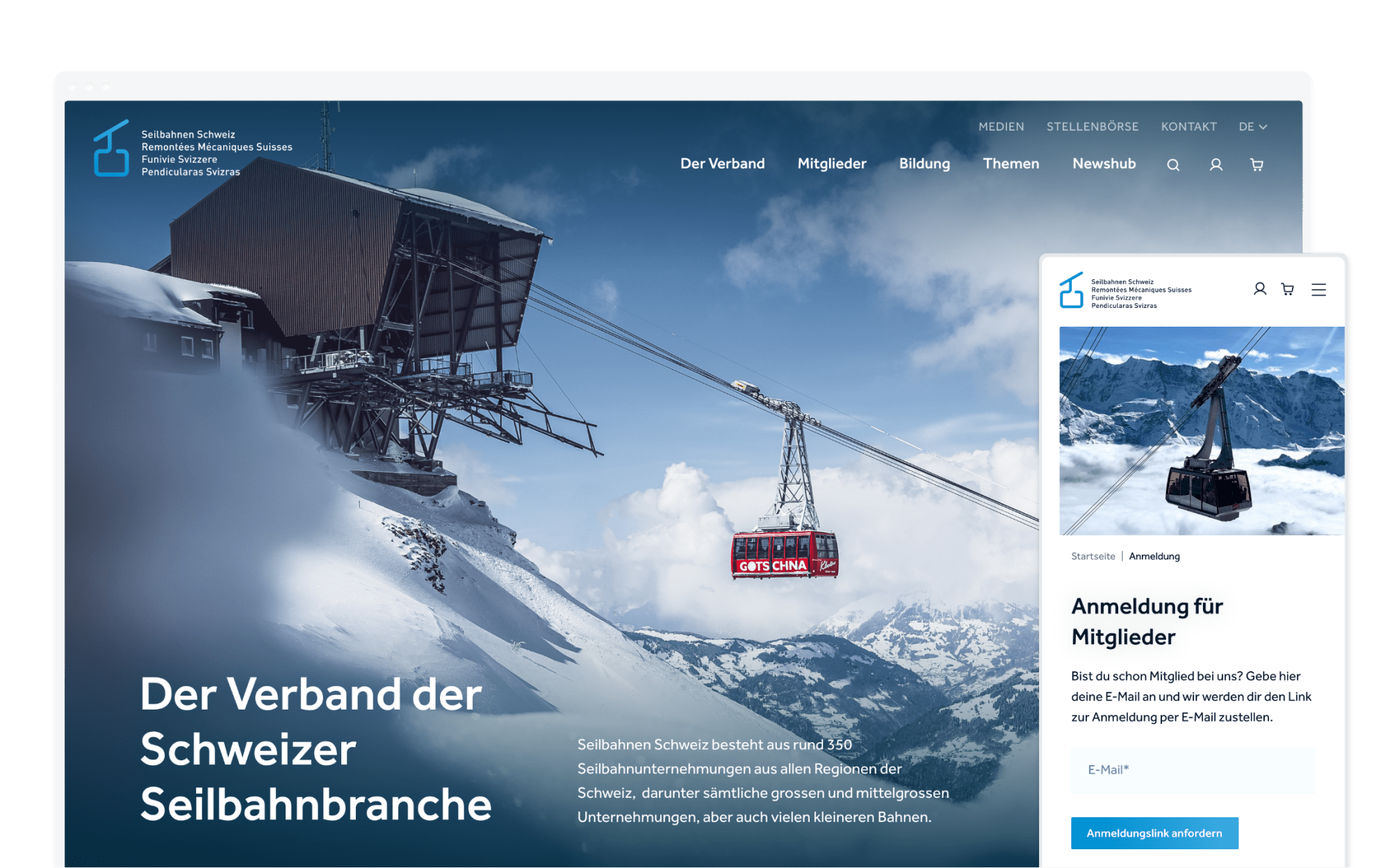 Projektbild Seilbahnen Schweiz Webseite