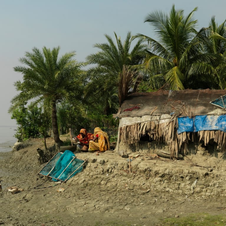 Climate change has impacted people in Bangladesh, where rising water levels and erosion has increased the risk of people losing their homes. 