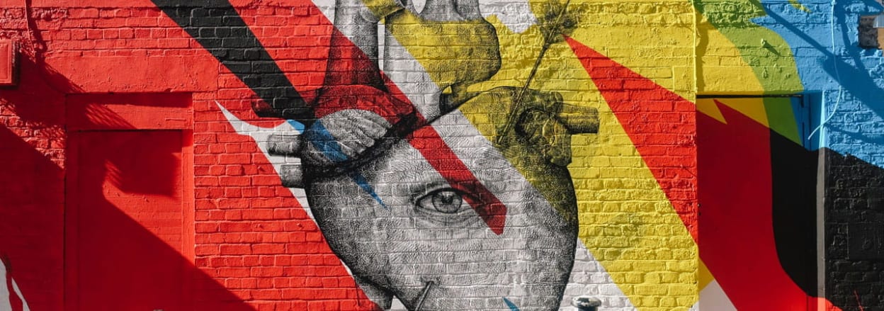 Pierced heart mural