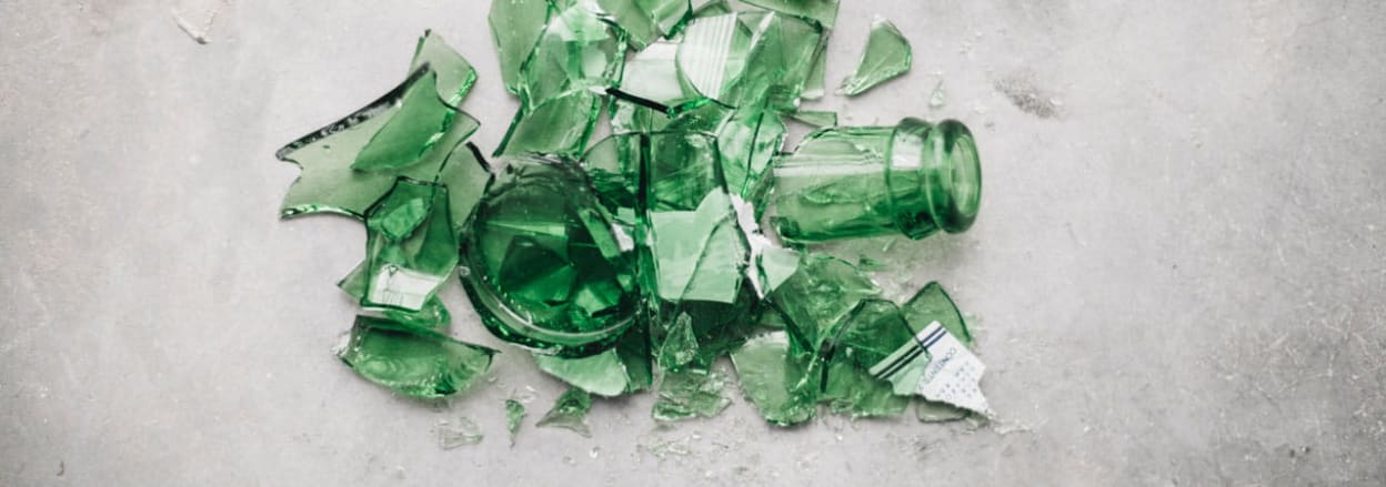 Broken green bottle