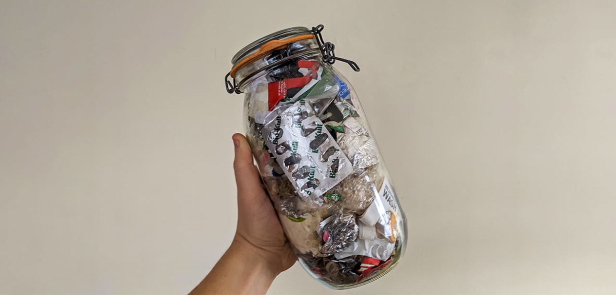 Jar of rubbish from a low-waste challenge in 2019 (Tearfund)