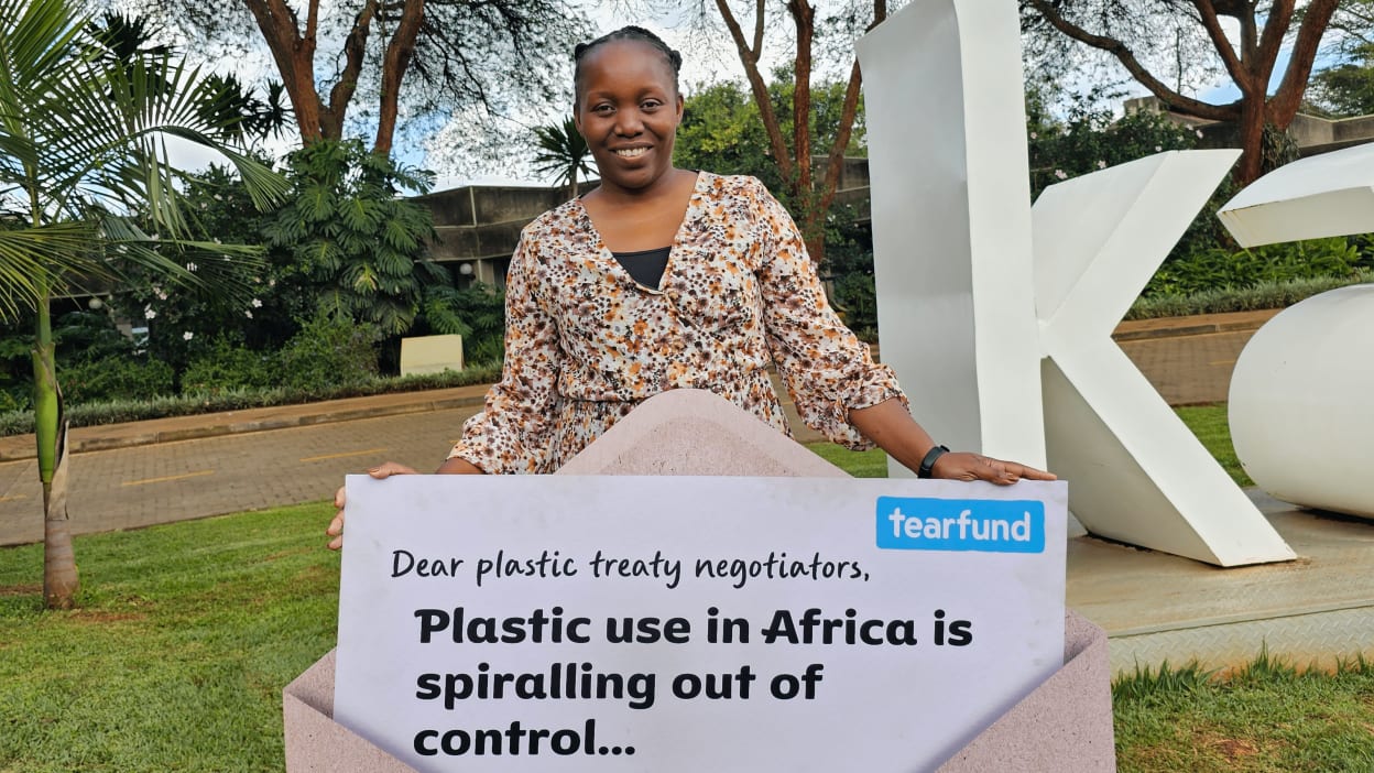 Dr Tiwonge Gawa and Rev'd Dennis Nthenge at INC3 Nairobi treaty negotiations. Credit: Jessica Bwali/Tearfund.