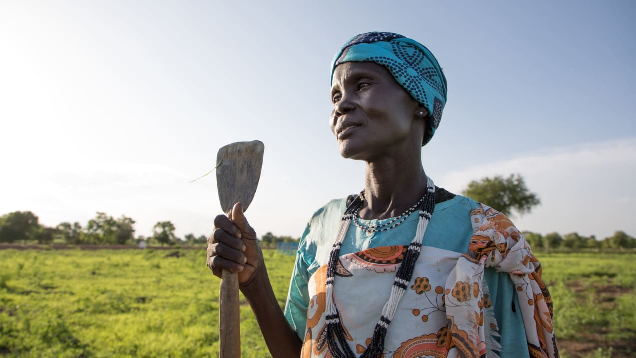 Au Soudan du Sud, une participante à un projet de champ école paysan