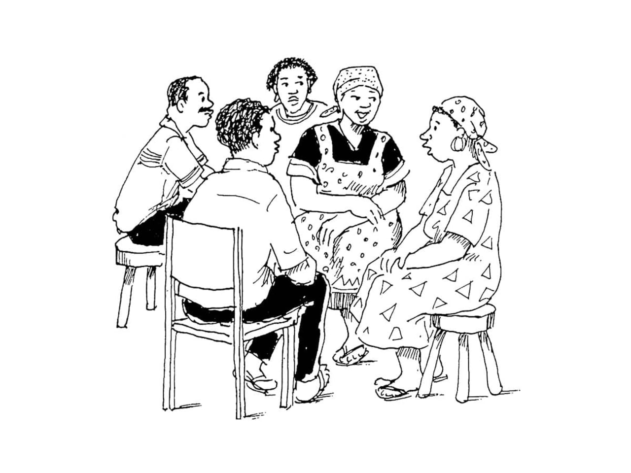 How would we welcome an ex-offender into our church or Bible study group? Illustration from Petra Röhr-Rouendaal, Where there is no artist (second edition)