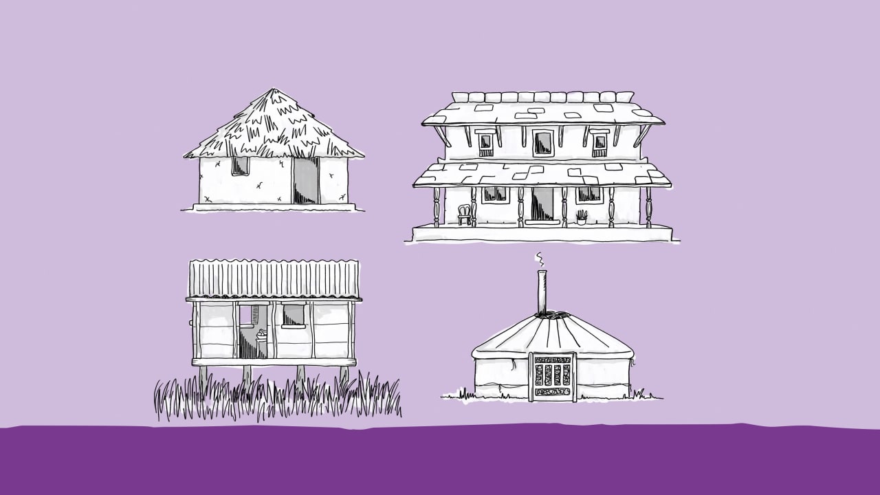 Ilustração de diferentes tipos de casas