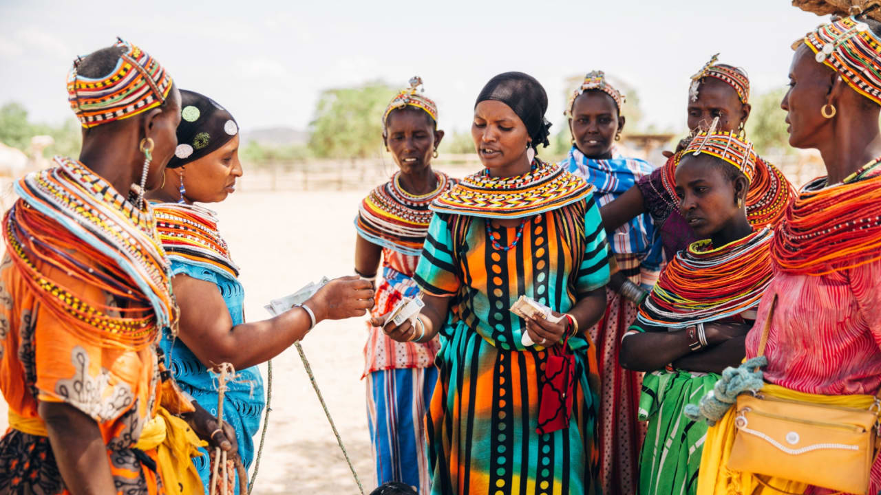 Traders at a livestock market in Marsabit, Kenya. 