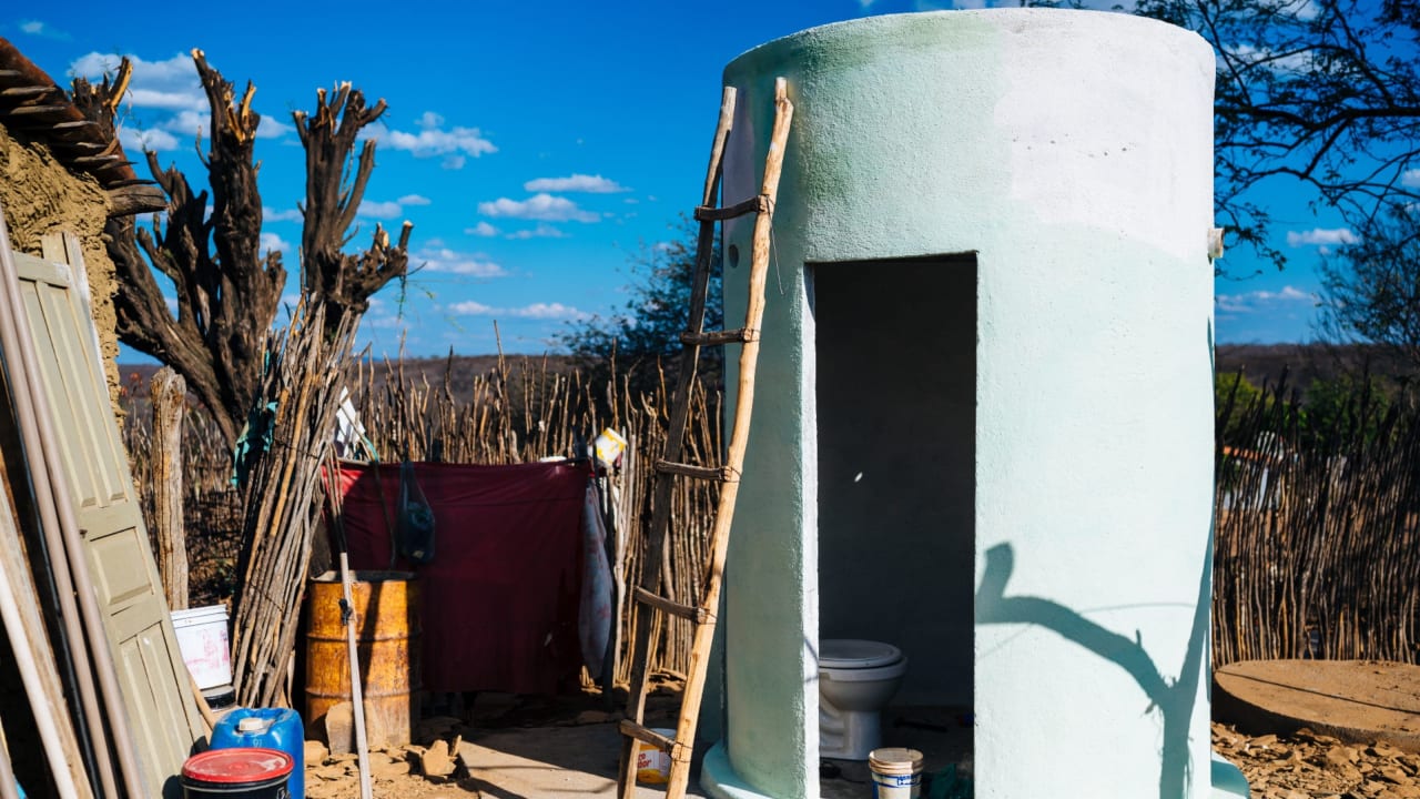 A latrine is built in Barra de Oitis, Brazil.