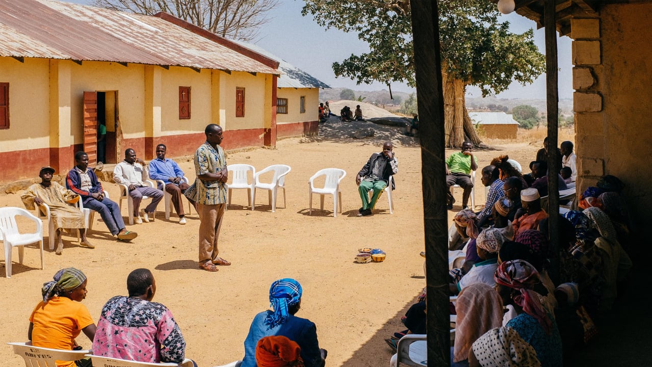 Village meeting in Nigeria for the Church Community Mobilisation Programme.