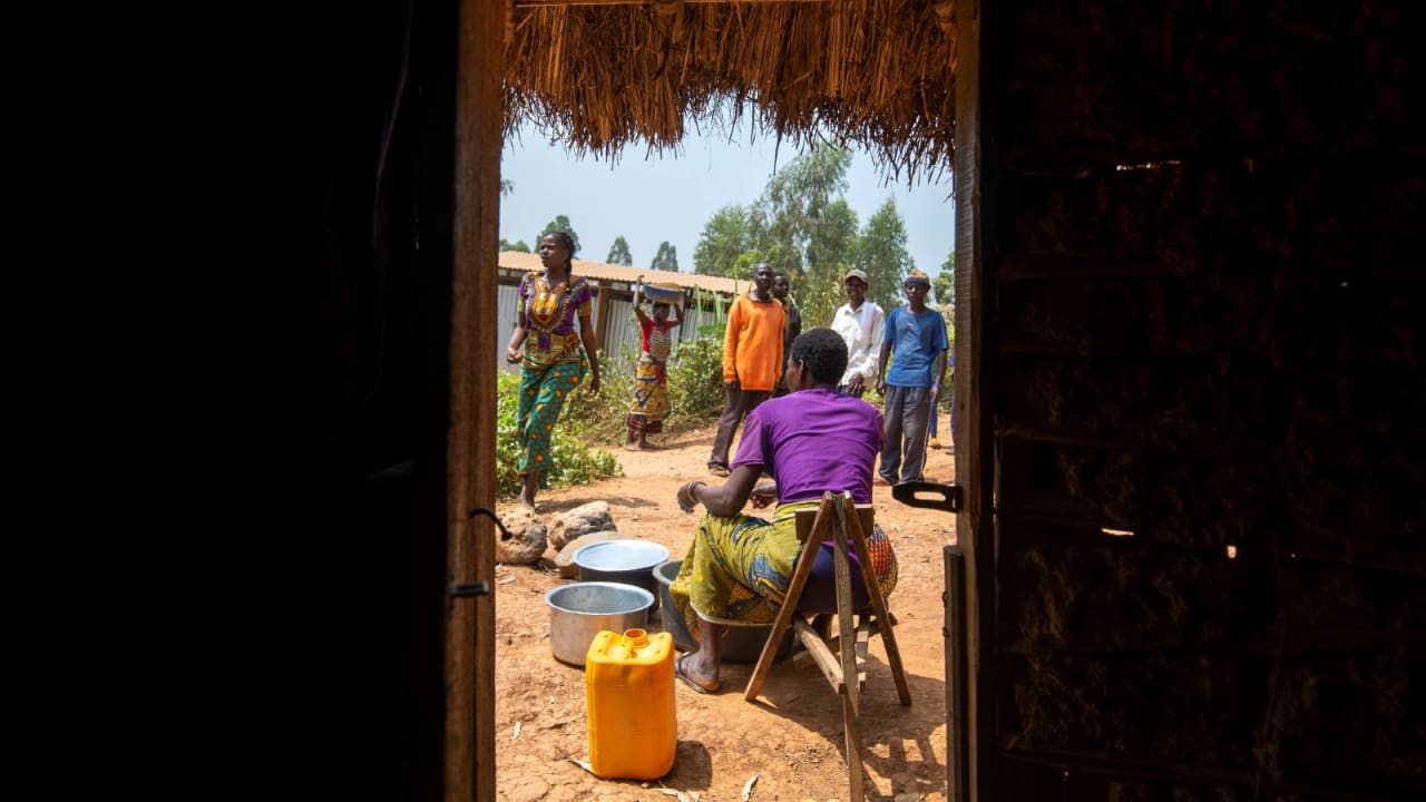 Through the doorway of a home in Ituri Province, DRC