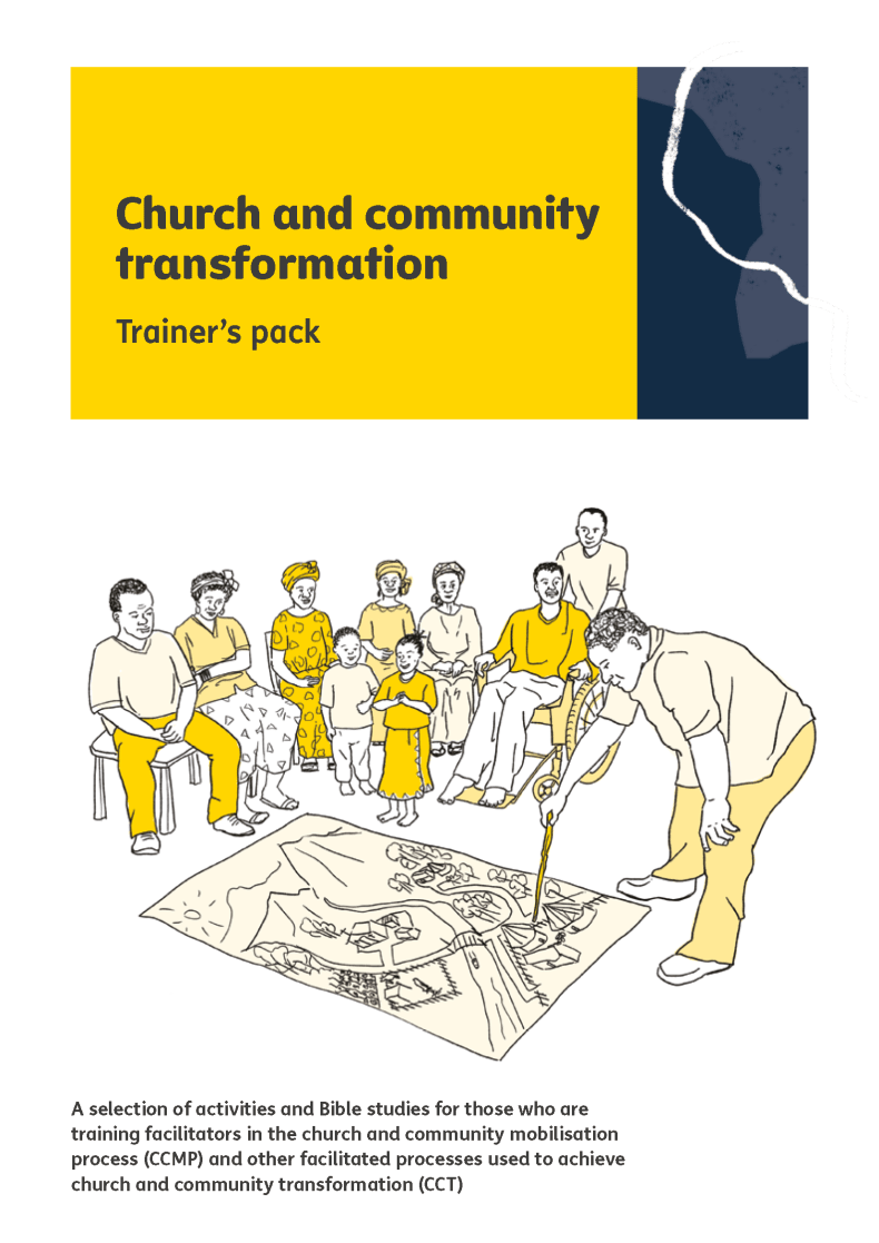 Illustration of a community group who sit and watch a facilitator draw a map