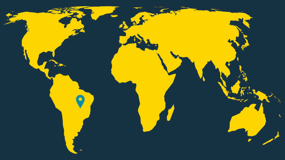 World map showing location of Brazil - zoomed out