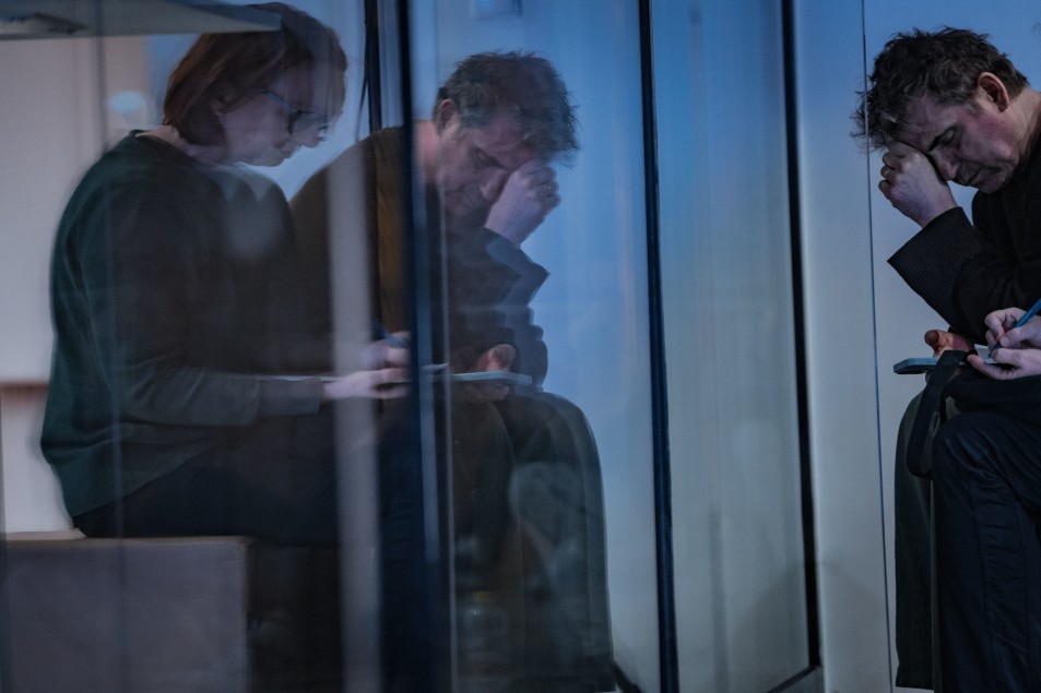 Próba spektaklu SPRAWA DAVIDA FRANKFURTERA | od lewej Marek Tynda, Marzena NIeczuja Urbańska, Anna Kociarz, fot. Mateusz Dąbrowski