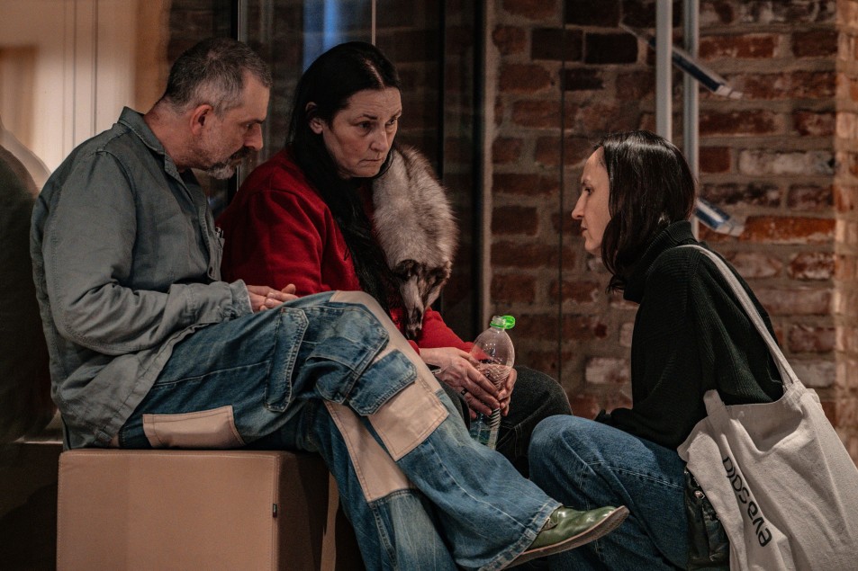 Próba spektaklu SPRAWA DAVIDA FRANKFURTERA | od lewej Marek Tynda, Marzena NIeczuja Urbańska, Anna Kociarz, fot. Mateusz Dąbrowski