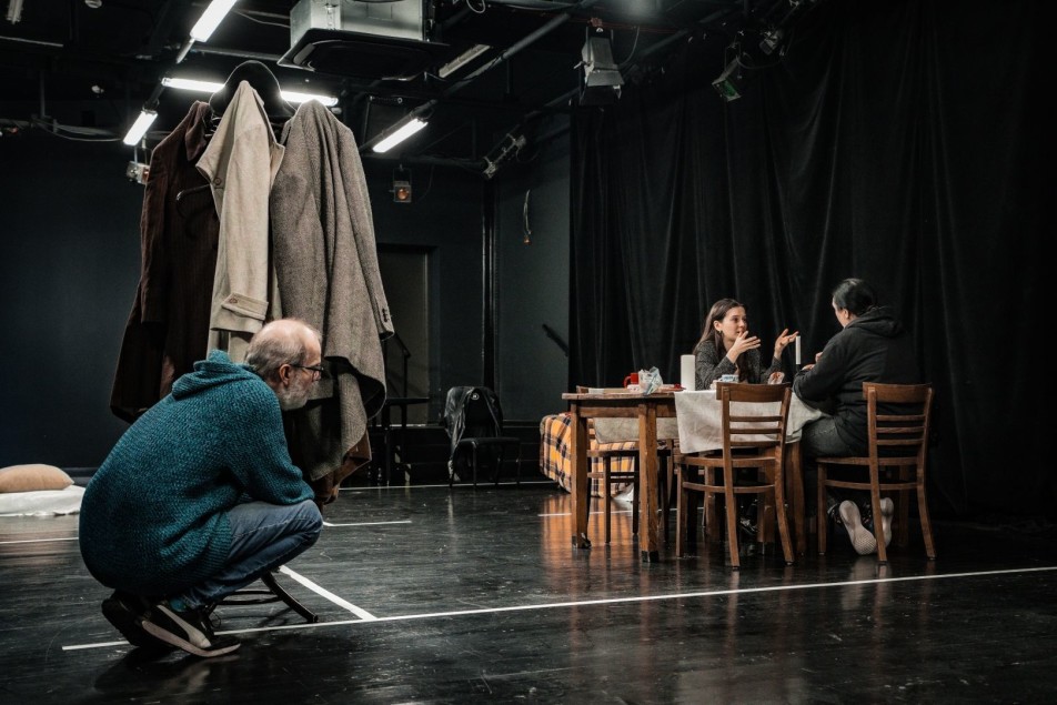 Próba spektaklu SPRAWA DAVIDA FRANKFURTERA, od lewej: Marcin Wierzchowski, Karolina Kowalska, Marzena Nieczuja Urbańska, fot. Mateusz Dąbrowski