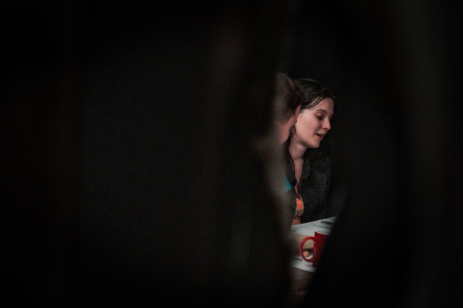 Próba spektaklu SPRAWA DAVIDA FRANKFURTERA, na zdjęciu Karolina Kowalska, fot. Mateusz Dąbrowski