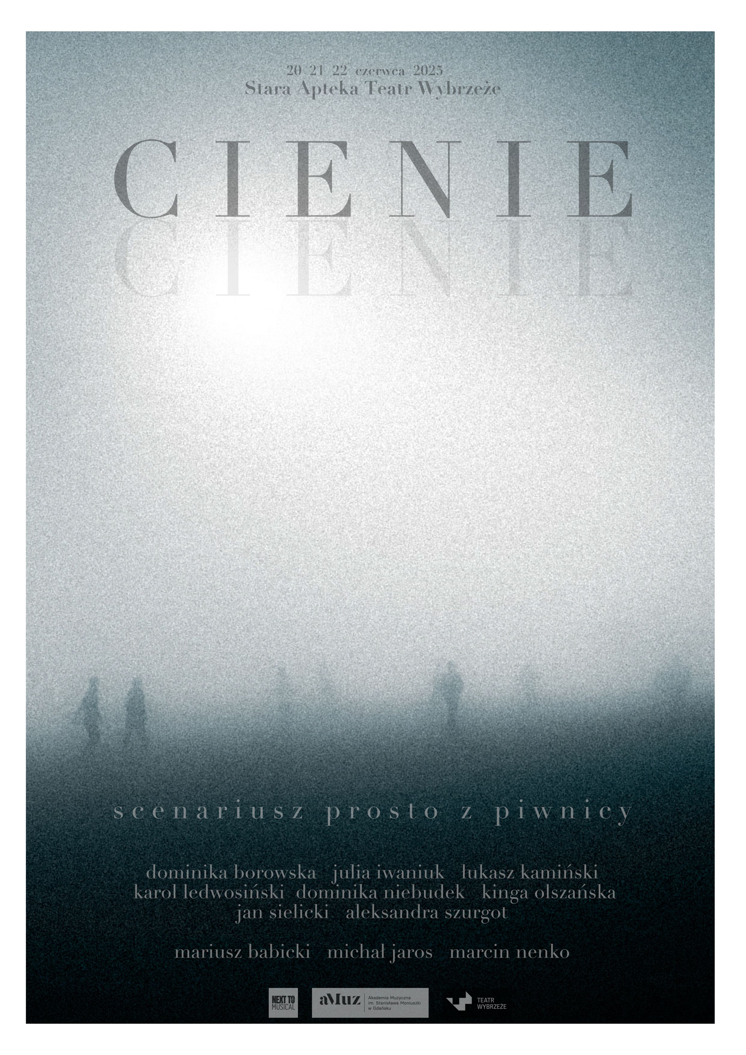 Plakat do spektaklu CIENIE scenariusz prosto z piwnicy