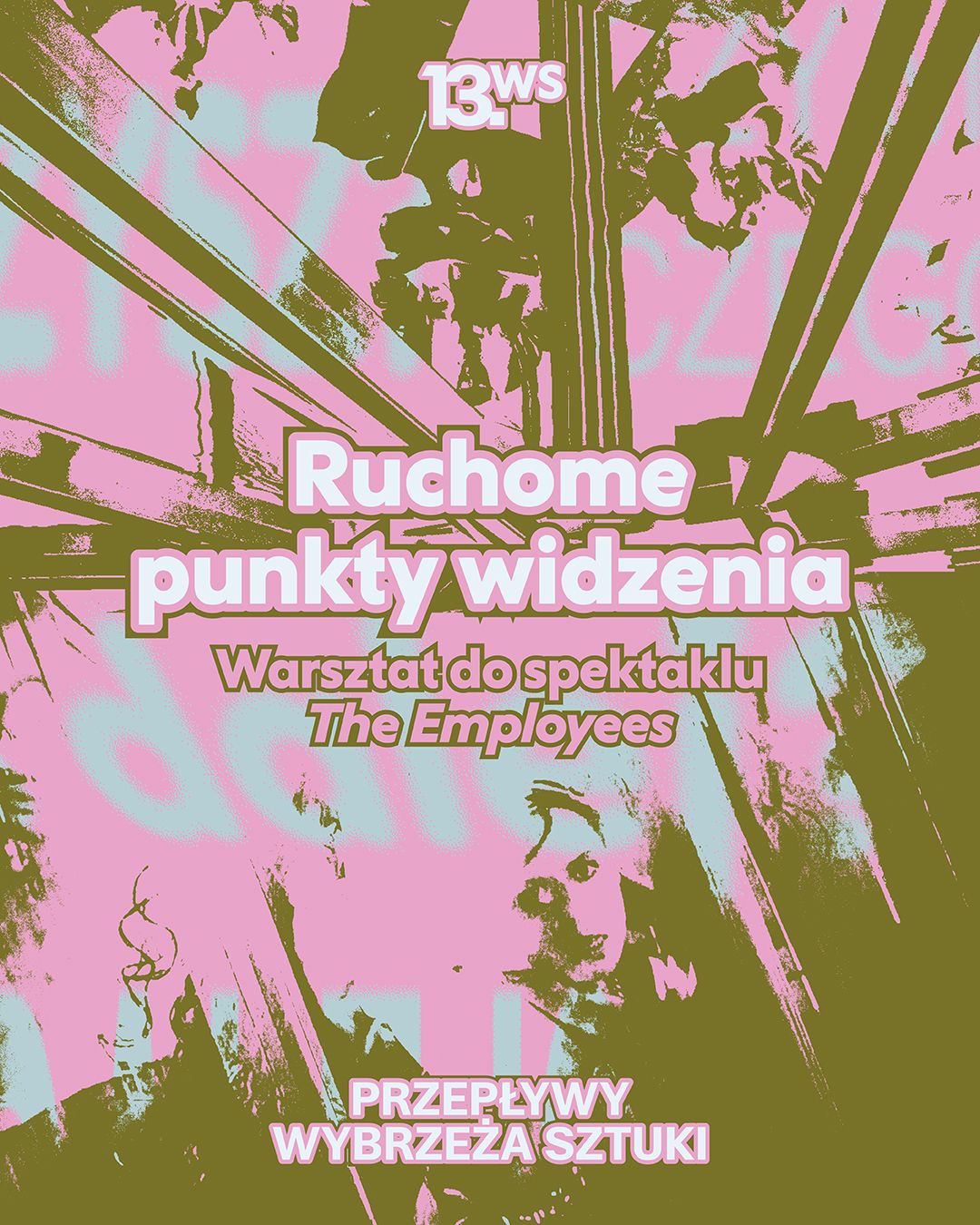 Plakat do spektaklu Ruchome punkty widzenia. Warsztat towarzyszący spektaklowi „The Employees”