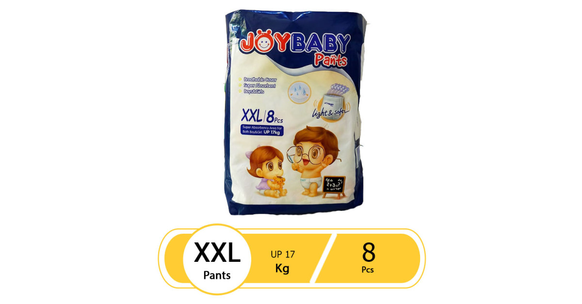 Joy Baby Diaper Pants, XXL Size , (8 Pcs), Boy/Girl