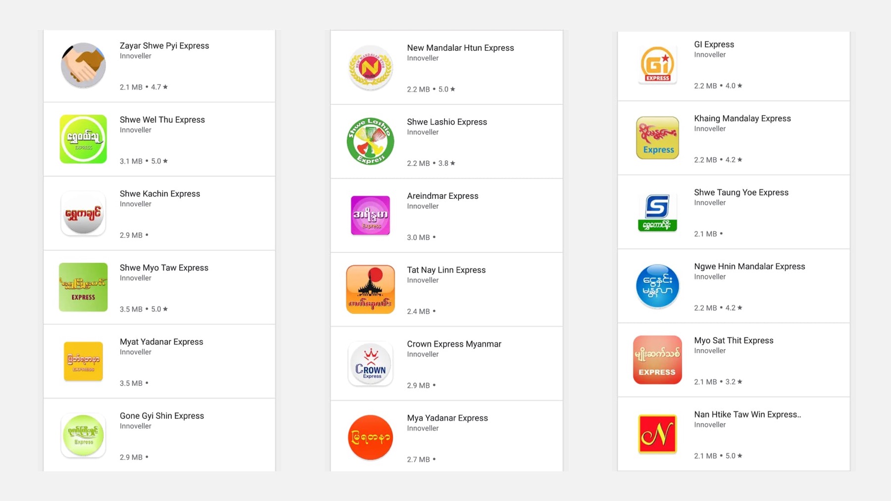 Bus operators' agent apps supported by Innoveller
