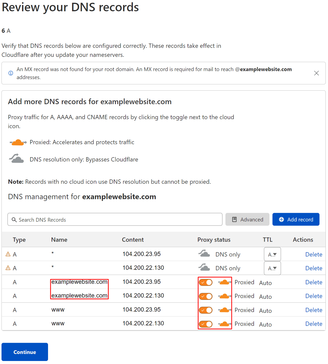 Setup Cloudflare DNS