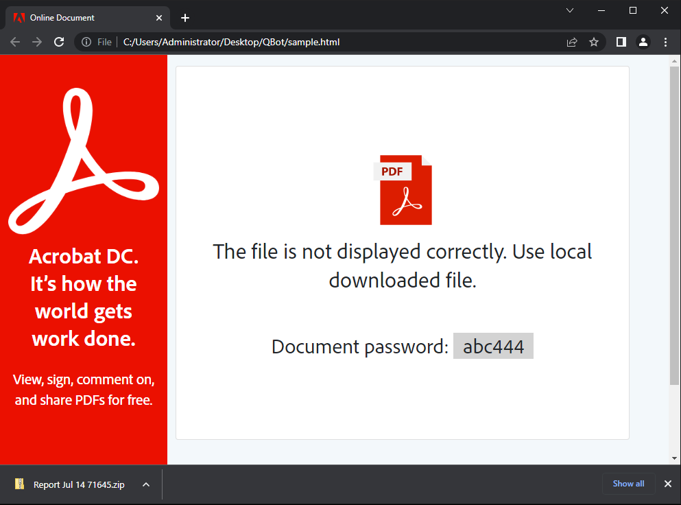 QakBot HTML