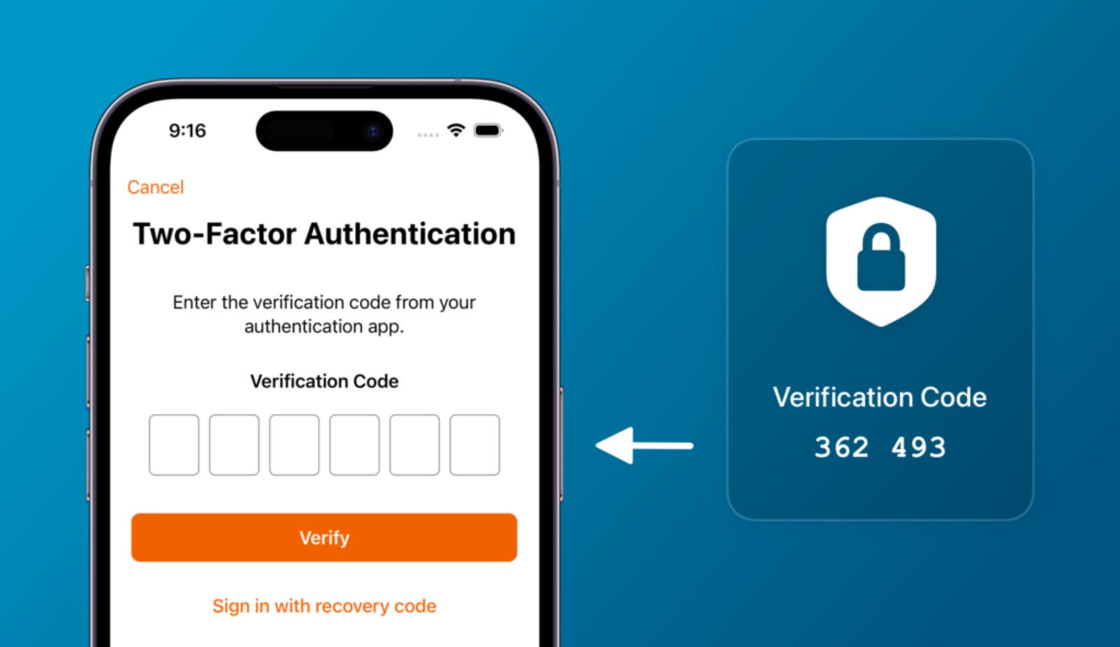 A login screen with two-factor authentication enabled