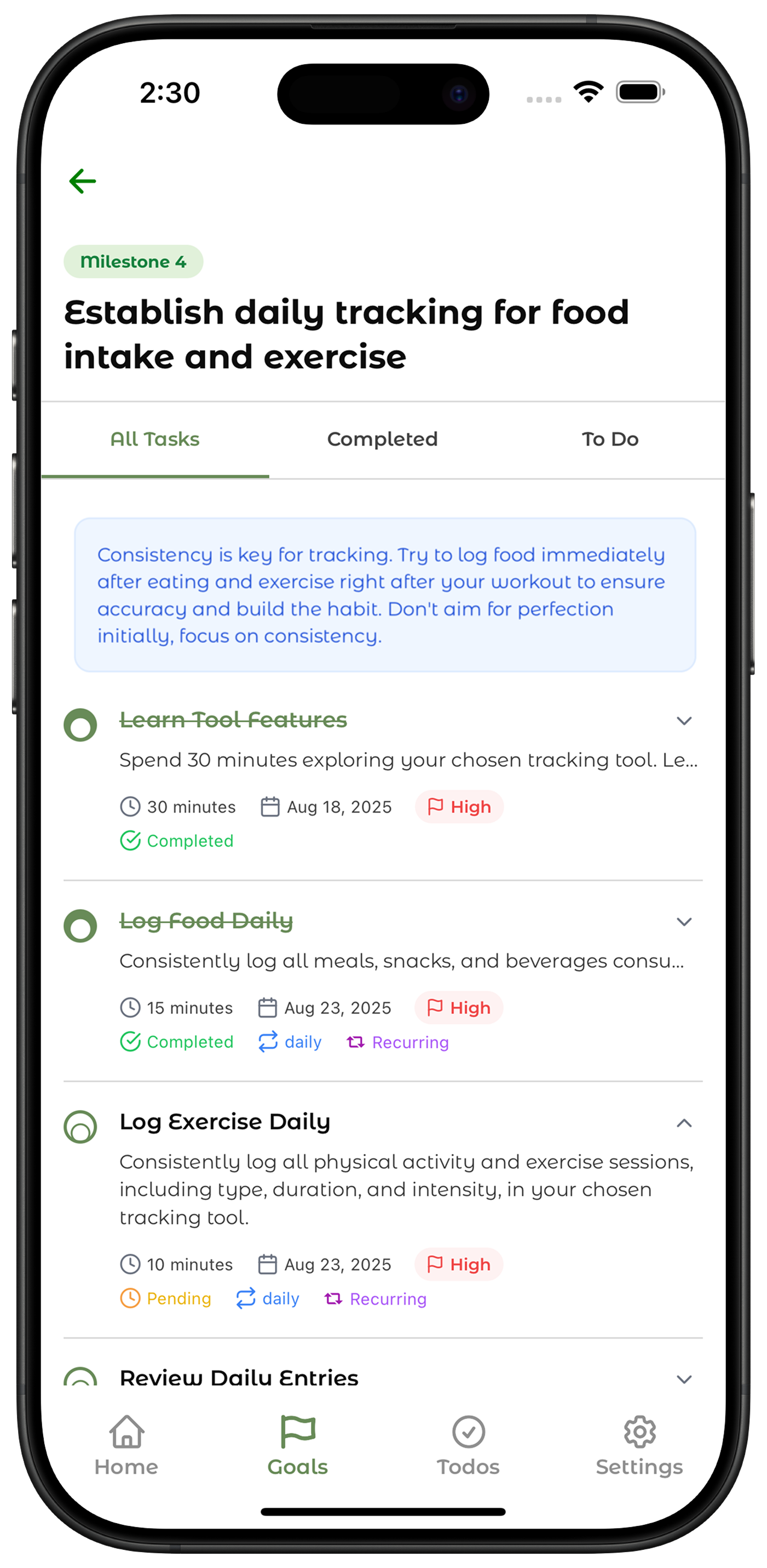 Dynamic Todos screenshot