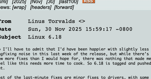 Linuxカーネル6.18リリース — 2025年最後のリリース、多数の改善点を