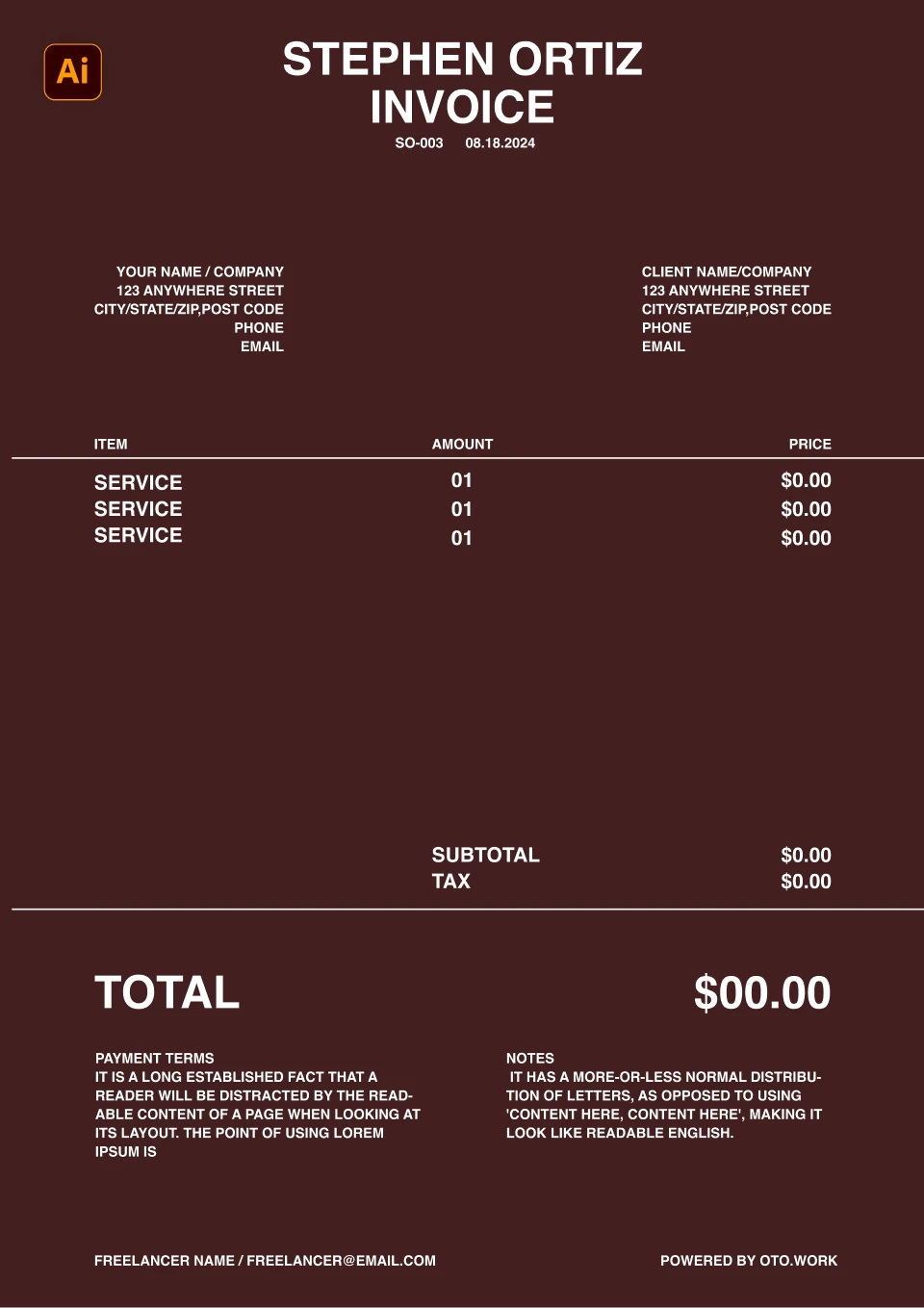 Adobe Illustrator Invoice Template