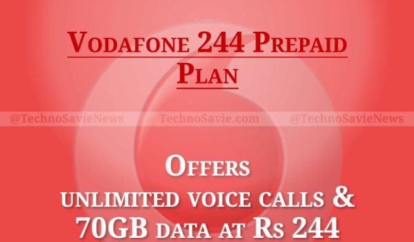 Vodafone 244 prepaid plan offers unlimited voice calls and 70GB data