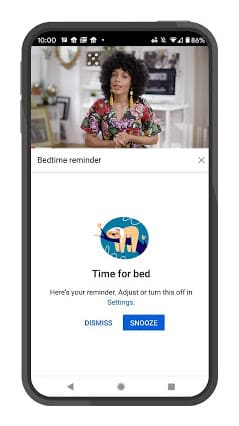 YouTube Bedtime Reminders