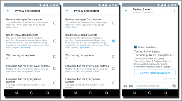 Read Receipts and Web link Previews