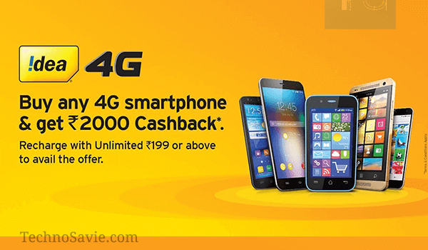 Idea cashback offers of Rs 2,000 on purchase of any 4G smartphone