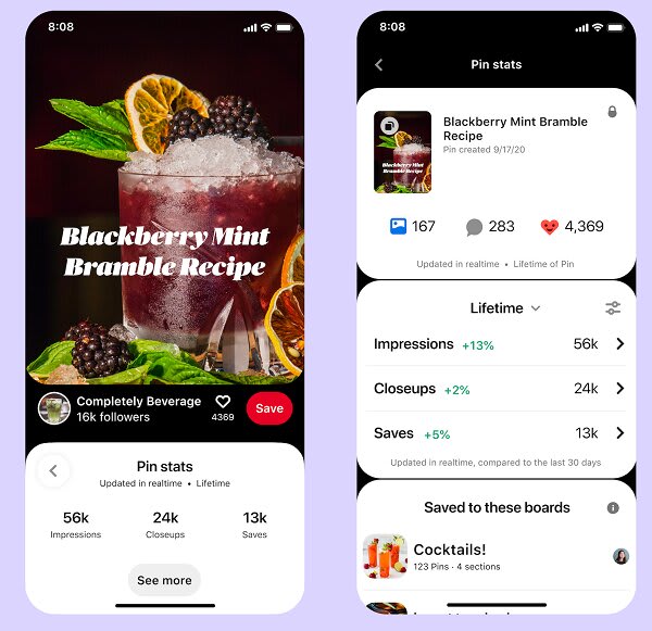 Pinterest redesigned analytics board