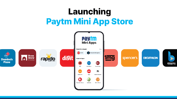 Paytm mini app store - app icons list in background