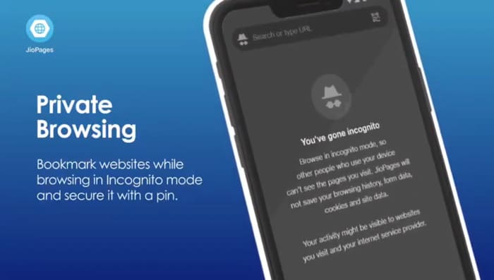 Reliance JioPages Private Browsing