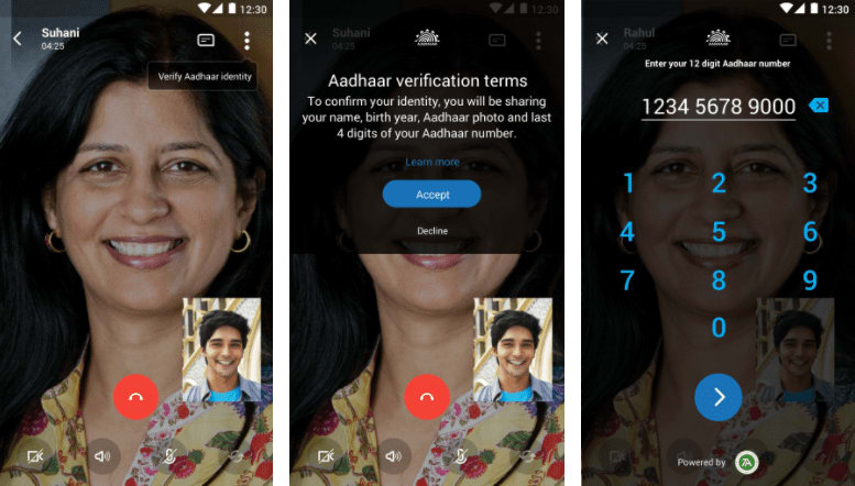 Aadhaar integration within Skype Lite