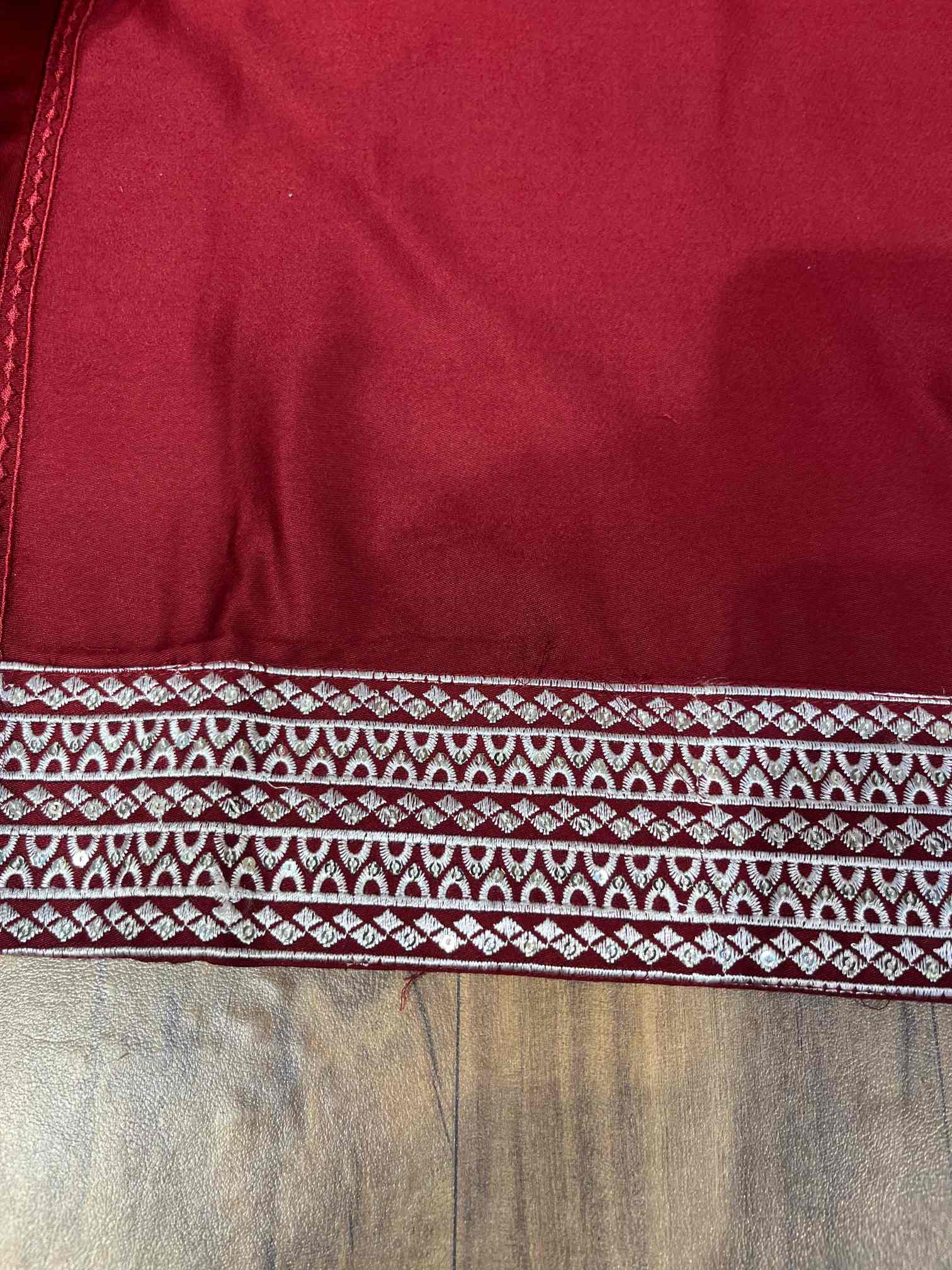 Wine Red Premium Rayon Cotton Embroidered Suit with Printed Dupatta-2