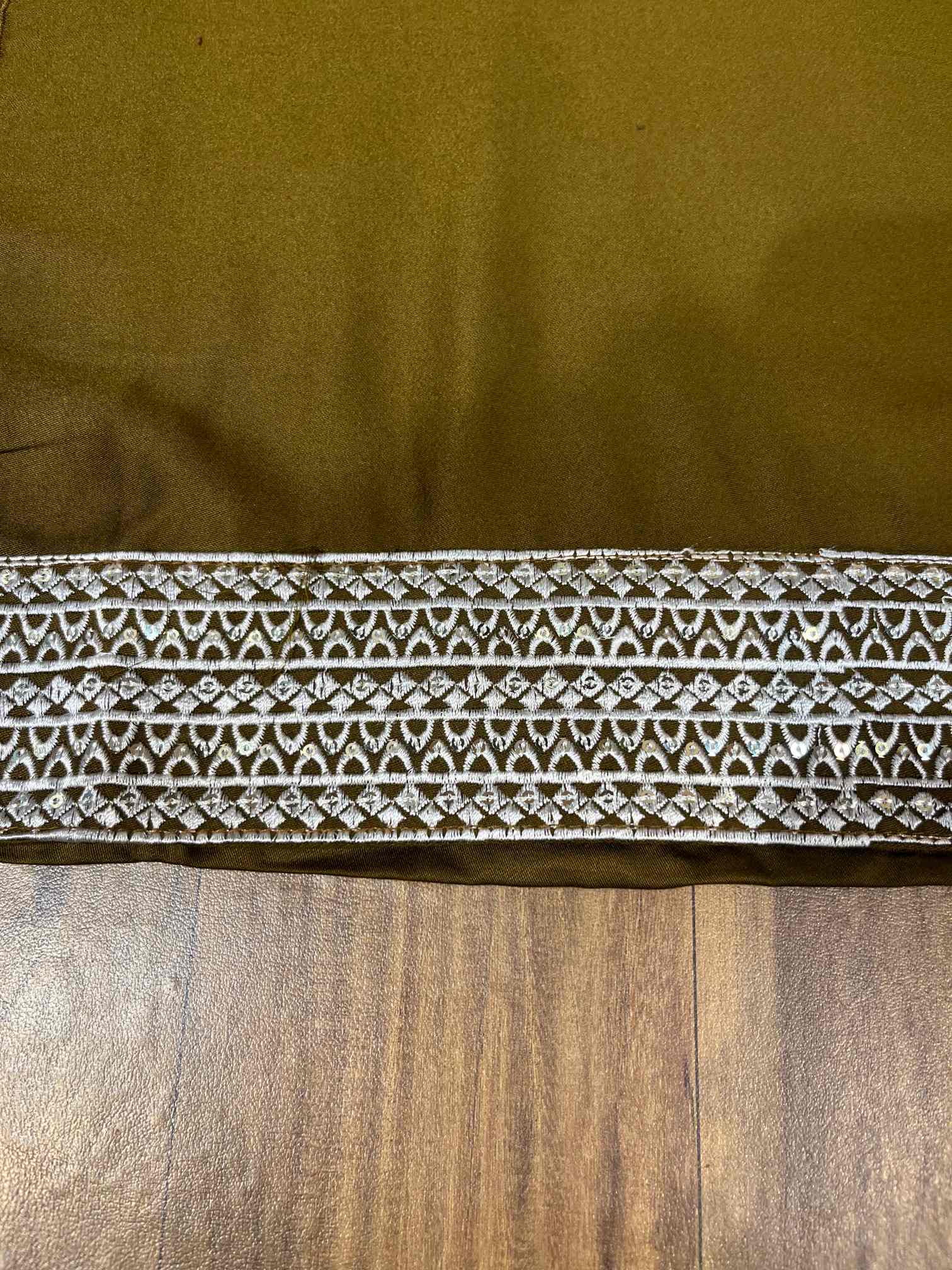 Olive Green Premium Rayon Cotton Embroidered Suit with Printed Dupatta-3