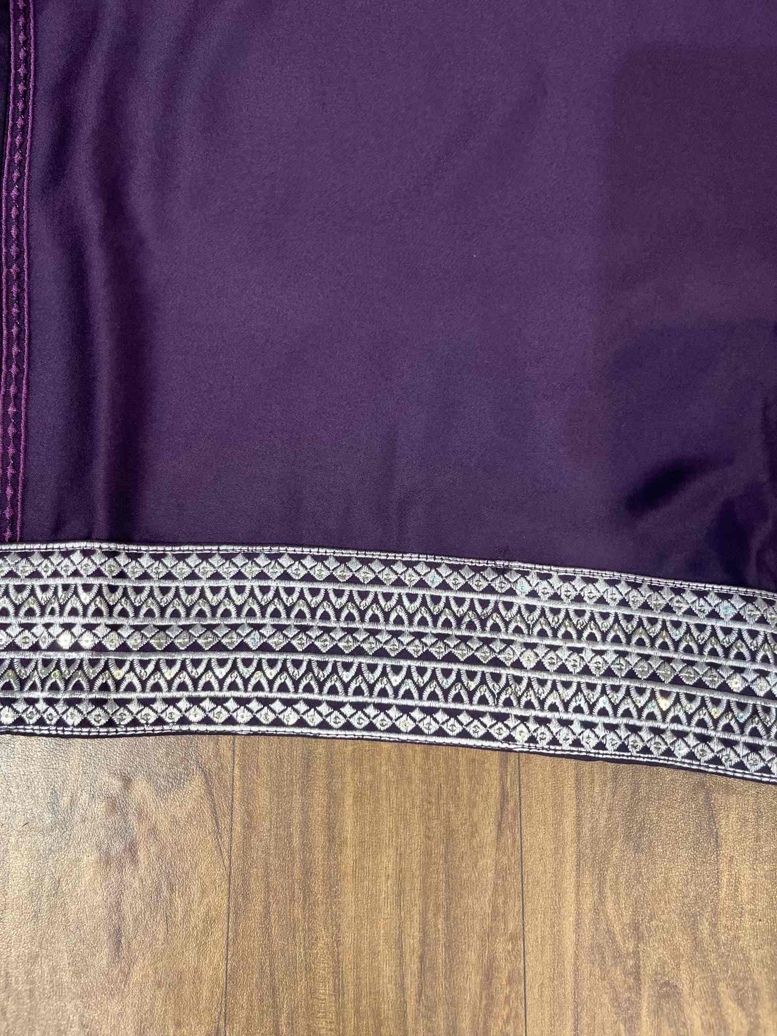 Deep Purple Premium Rayon Cotton Embroidered Suit with Printed Dupatta-3